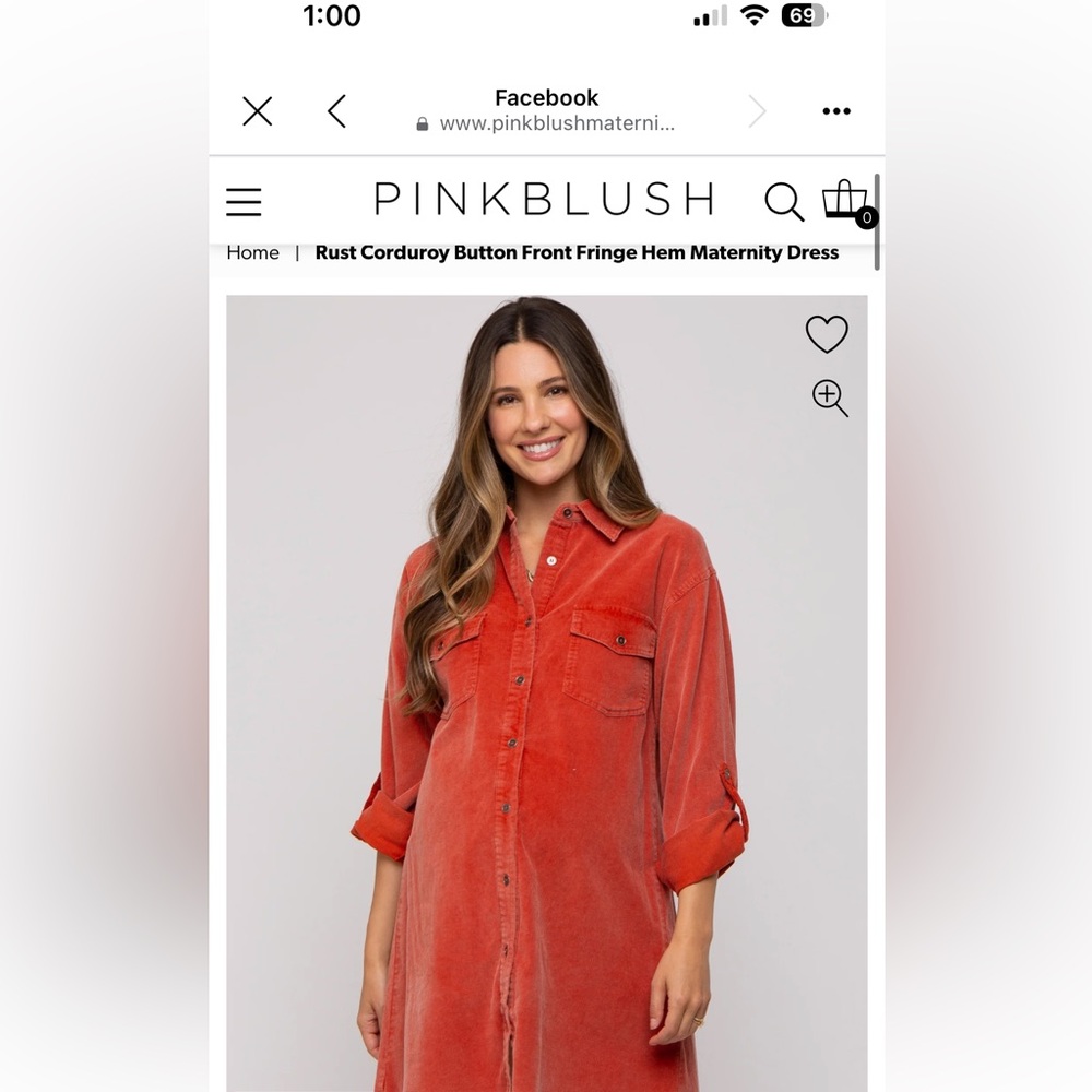 Pink blush maternity copper color dress. Never worn but tags are off